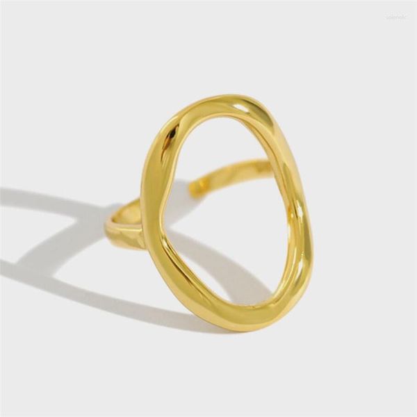 Anéis de cluster único memória oca criativo oval prata cor feminino anel de abertura redimensionável para mulheres jóias de luxo