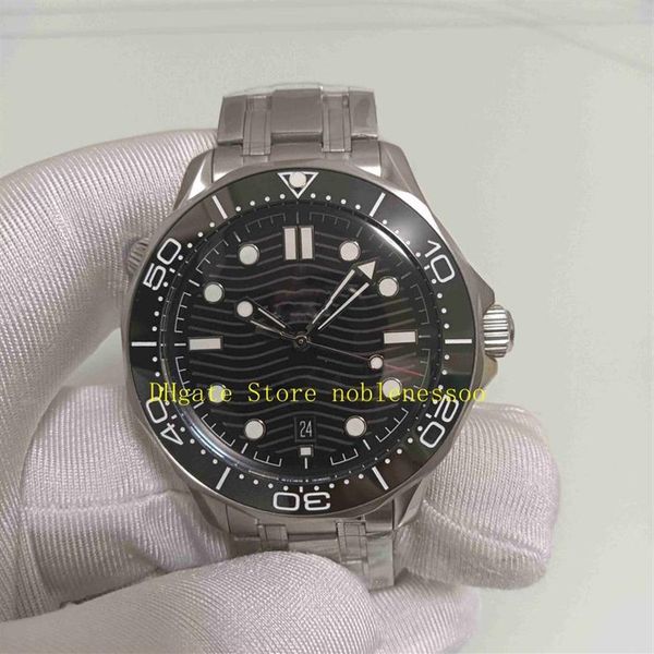 Super fábrica automático cal 8800 movimento relógio masculino mostrador preto 42mm vidro safira 007 mergulhador esporte pulseira de aço mecânica289a