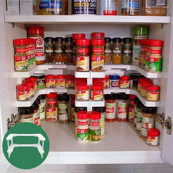 Armazenamento de cozinha ajustável prateleira picante empilhável expansível tempero rack despensa armário organizador prateleiras