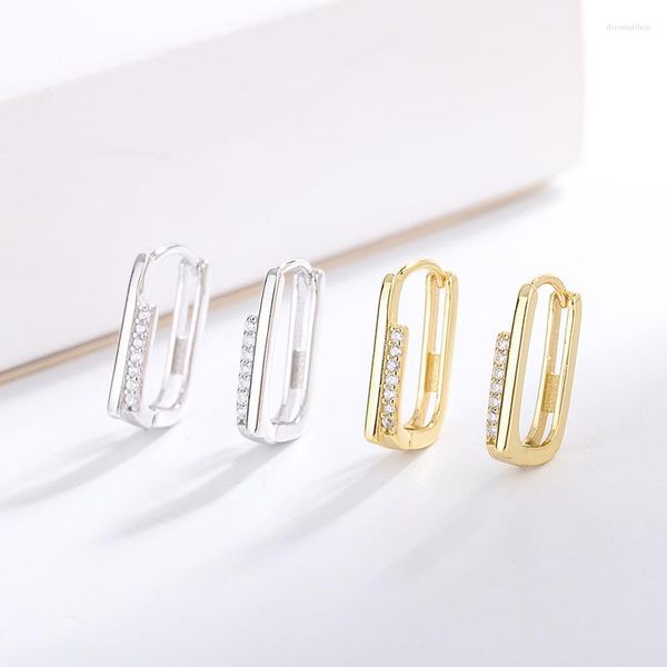 Ohrstecker S925 Sterling Silber Set Diamant Rechteck Ohrschnalle Damen Sommer Licht Luxus aushöhlen Coole Mode