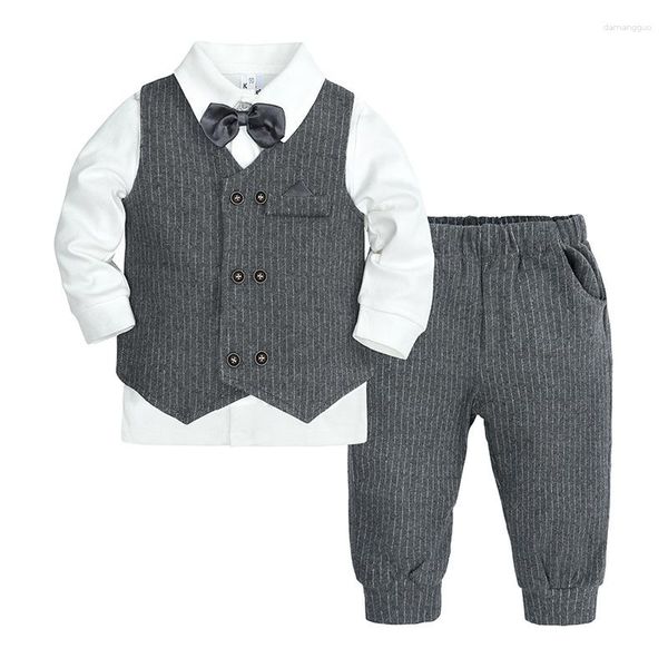 Herrenanzüge Herbst Frühling Jungen 3 Stück Hemd Weste Hose Kostüm für Kinder Blazer Anzug formelle Hochzeit Geburtstag Party Feier