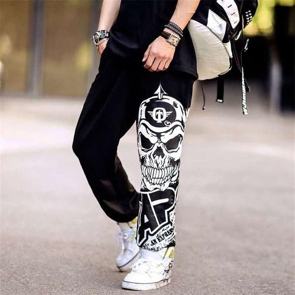 Streetwear hip hop joggers calças masculinas calças soltas o crânio calças casuais moletom 201125270d