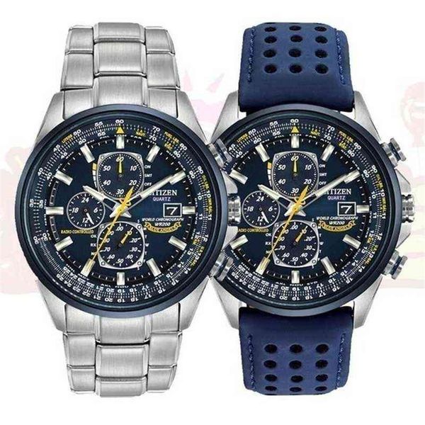 Luxus wasserdichte Quarzuhren Business Casual Stahlbanduhr Herren Blue Angels World Chronograph Armbanduhr 211231207j