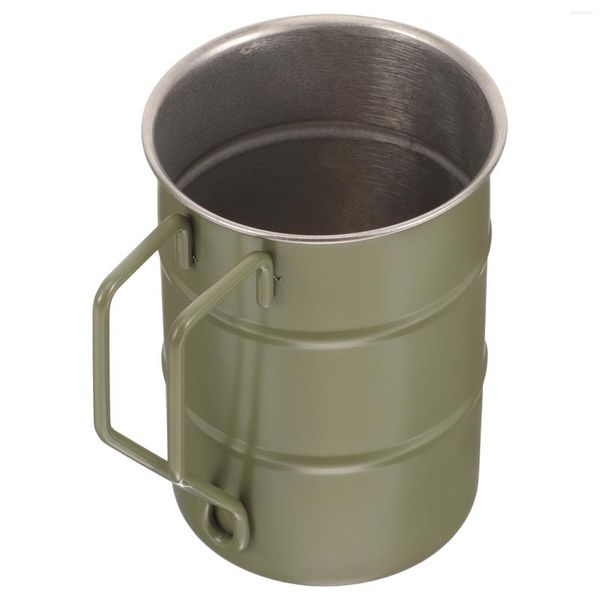 Conjuntos de louça de acampamento caneca de metal copo doméstico de aço inoxidável copos de café lidar com canecas de café fundo plano