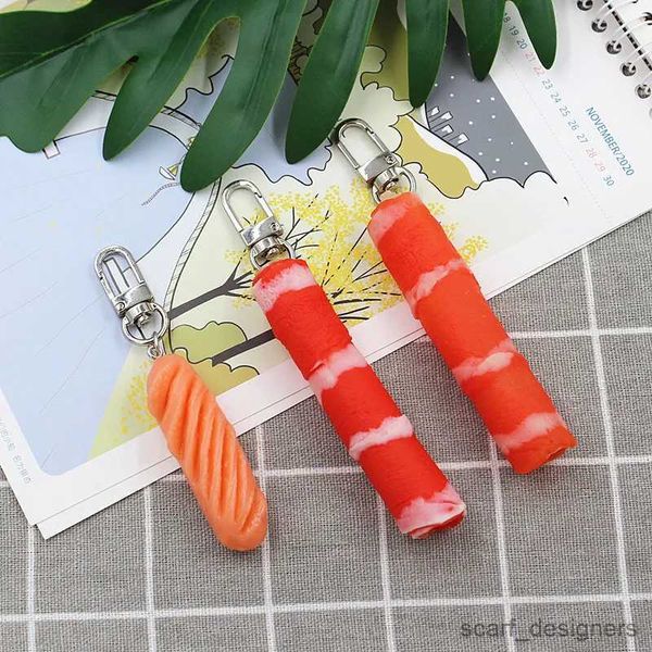 2PCS Schlüsselanhänger Lanyards Kreatives Essen Schlüsselanhänger Rindfleischrolle Lammrolle Topf Lebensmittel Modellschlüssel Kinderspielzeug Werbegeschenk R231005