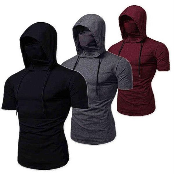 T-shirt da uomo estiva Personalità Stretch Ninja Suit Con cappuccio Casual T-shirt a maniche corte da uomo Maschera Suit G220217269g