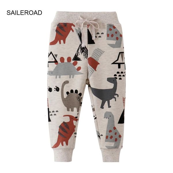 Calças SAILEROAD 2-7 Anos Primavera Calças de Dinossauro para Menino Crianças Meninos Calças Calças Casuais Sweaterpants Calças Esportivas Quentes 231005