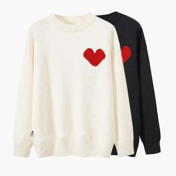 Designer camisola amor coração homens mulher amantes casal cardigan redondo amis colar mulheres moda marca carta branco preto manga longa