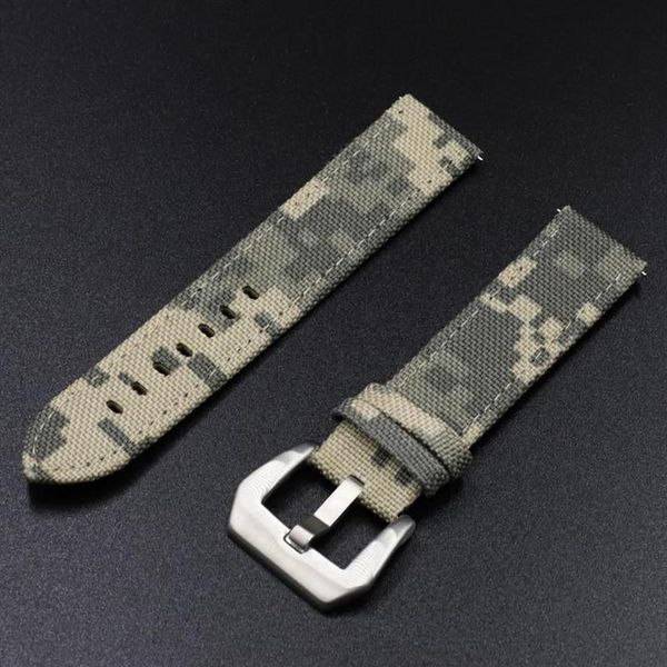 Faixas de relógio Onthelevel Canvas Waterproof Strap 20 22mm Militar Camuflagem Pulseira para com fivela de aço inoxidável #D301R