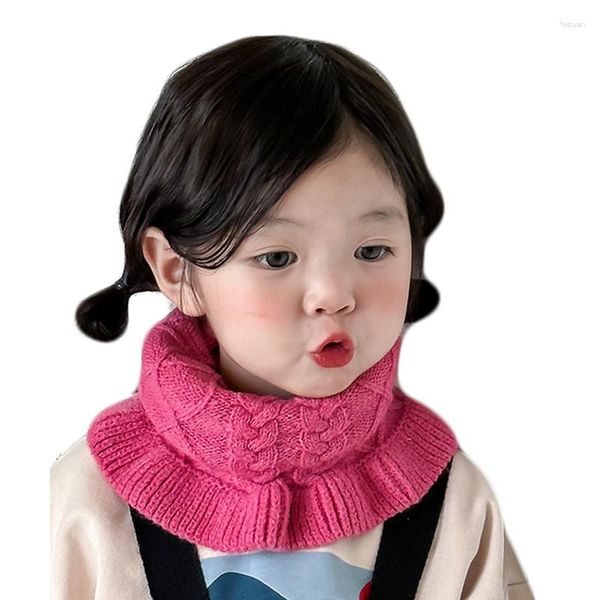 Шарфы, осенне-зимний детский шерстяной шарф, милый вязаный шарф для маленьких девочек и мальчиков с уплотнительным кольцом, детский уличный теплый детский воротник