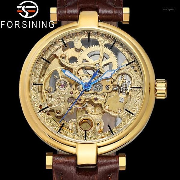 Orologi da polso FORSINING Orologio da uomo meccanico automatico scheletro Orologio da polso sportivo in vera pelle Orologio da uomo Top Orologio da uomo 81601197Q