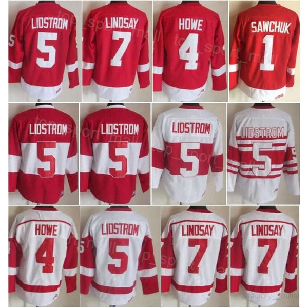 Retro Hokey 5 Nicklas Lidstrom Formaları Vintage 4 Gordie Howe 1 Terry Sawchuk 7 Ted Lindsay 10 Alex Delvecchio 13 Pavel Datsyuk 14 Brendan Shanahan Emekli 75. Yıl