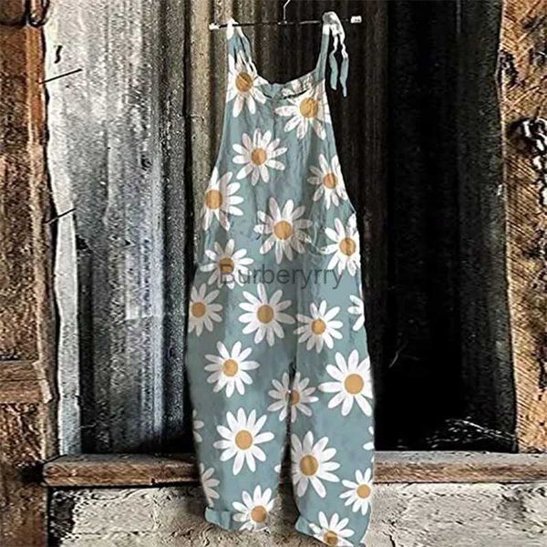 Macacões femininos macacão feminino verão macacão perna larga cinta de espaguete praia casual solto floral impressão boho macacão para womenl231005