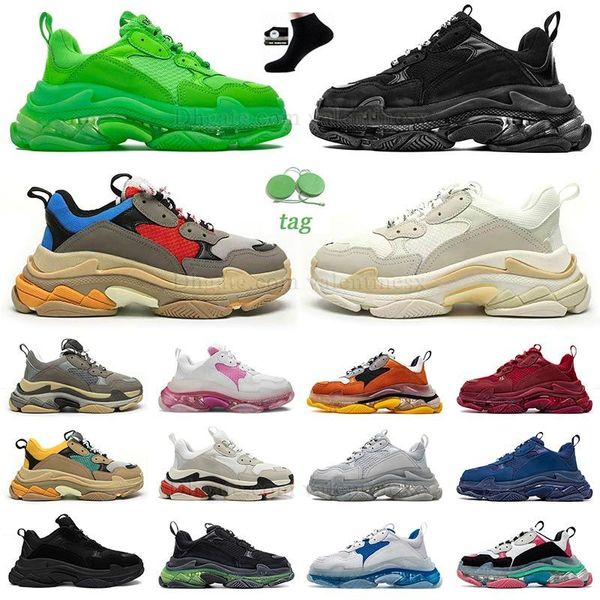 2024 Striple s scarpe casual firmate piattaforma suola trasparente scarpe da ginnastica nere bianco grigio rosso rosa blu Royal Neon Green uomo donna fondo in cristallo tennis scarpe da ginnastica all'aperto