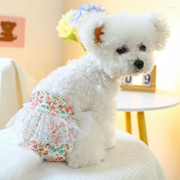 Roupa para cães Pet Briefs Reutilizáveis Cães Femininos Fraldas Calças Sanitárias Design Floral Lavável Calça Fisiológica Calcinha para Filhotes