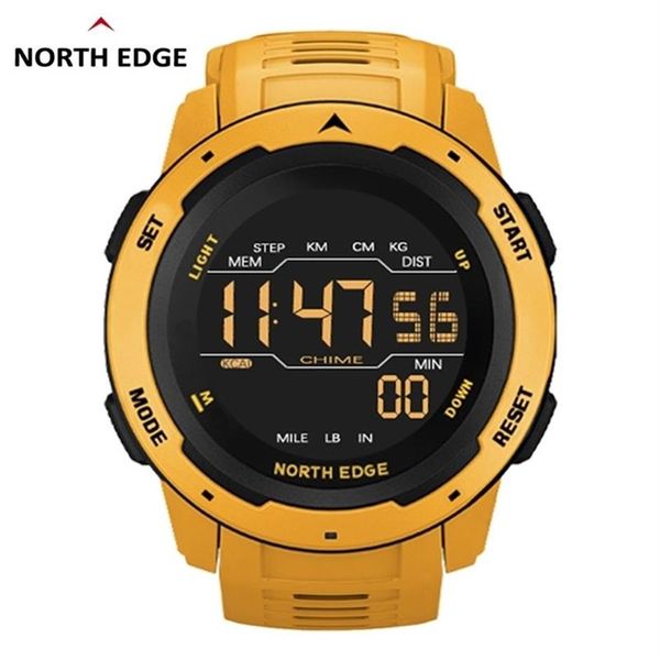 NORTH EDGE Men Relógio Digital Esportes Masculinos Tempo Duplo Pedômetro Despertador À Prova D 'Água 50 M Militar 220212247G