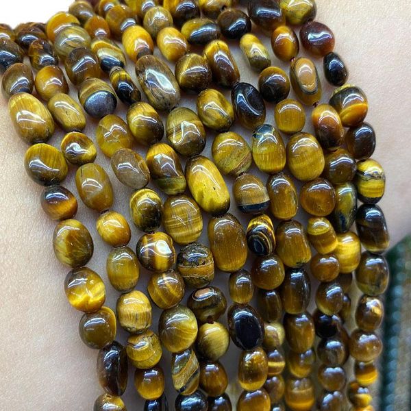 Pietre preziose sciolte LUOMANXIARI Perline di pietra naturale Ghiaia gialla Occhio di tigre per creazione di gioielli Accessori per collana braccialetto fai da te 6-7MM