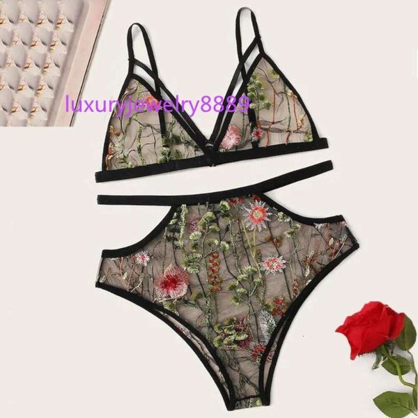 Sexy sutiã transparente conjunto de roupa interior feminino flor bordado sexy lengerie quente erótico push up bralette sem costura g string calcinha # w