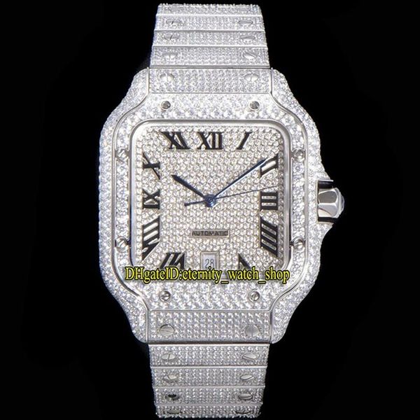 Eternity Jewelry Watches 2021 TWF 4SA0005 Paved Diamonds ETA A2824 Automatik-Herrenuhr, vollständig vereist, Diamant-Zifferblatt, Schnellschalter S3070