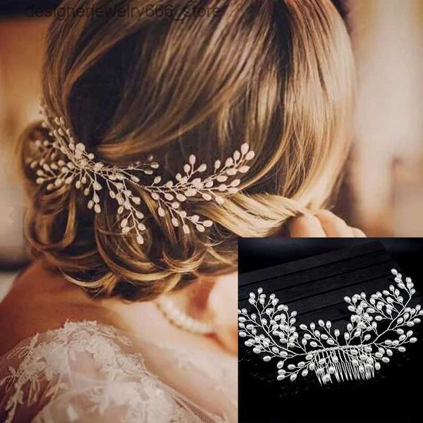 Copricapo Accessori per capelli Matrimonio Gioielli eleganti Accessori per capelli Cristallo Sposa Pettine per capelli Copricapo Ornamenti lampeggianti Strass Perla Pettine da sposa Q231005