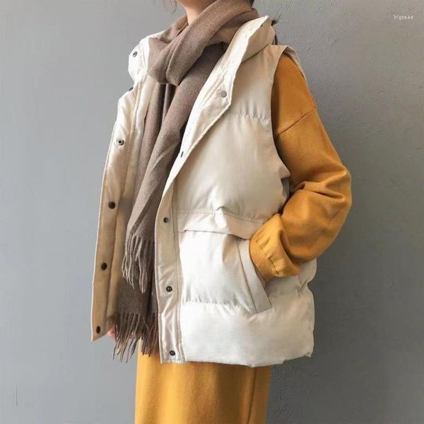 Damenwesten 2023 Herbst und Winter koreanische Version der losen kurzen Daunen-Baumwollweste Jacke Allgleiches Brotanzug