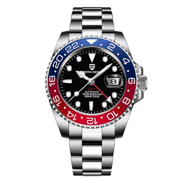 GMTWatch-Uhren für Herren und Damen, automatisch, mechanisch, 40 mm, 904L-Edelstahl, blau-schwarze Keramik, Saphirglas, super leuchtendes Handgelenk2802