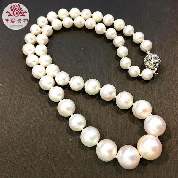 Girocolli WEICOLOR Design di piccole e grandi dimensioniCirca 7-13mm La collana di perle d'acqua dolce naturali bianche vicine ti rende diverso da 222a