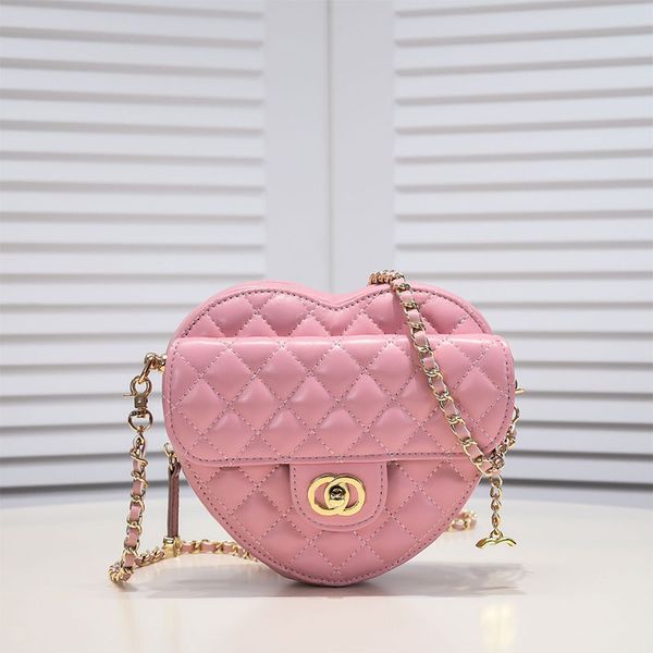 Moda Crossbody Bag Designer C Bolsa de Ombro Bolsa de Corrente Mulheres Bolsas Batom Carteira Móvel Mini Coração Amor Dia dos Namorados Presente Rosa Cruz Corpo Bolsa Atacado