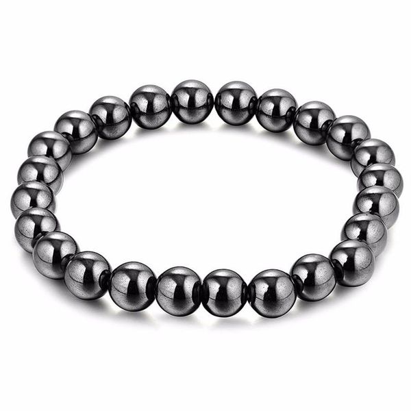 Bracciale in ematite nera da 8 mm con perline magnetiche, braccialetto con magnete in pietra, per alleviare l'artrite, mal di testa, gioielli per alleviare lo stress306o