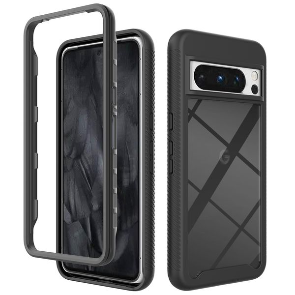 Anti-derrapante fino 2in1 híbrido acrílico transparente caso claro para google pixel 8 pro 7a 7 6a 6 capa de telefone traseiro duro conque