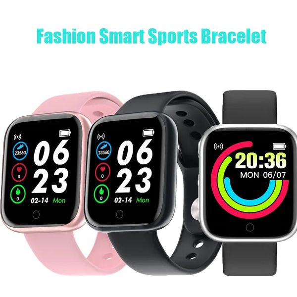 Presente das crianças relógio inteligente relógio para homens mulheres crianças fitness smartwatch rastreador pulseira freqüência cardíaca monitor de sono despertador relógio inteligente y68 230928