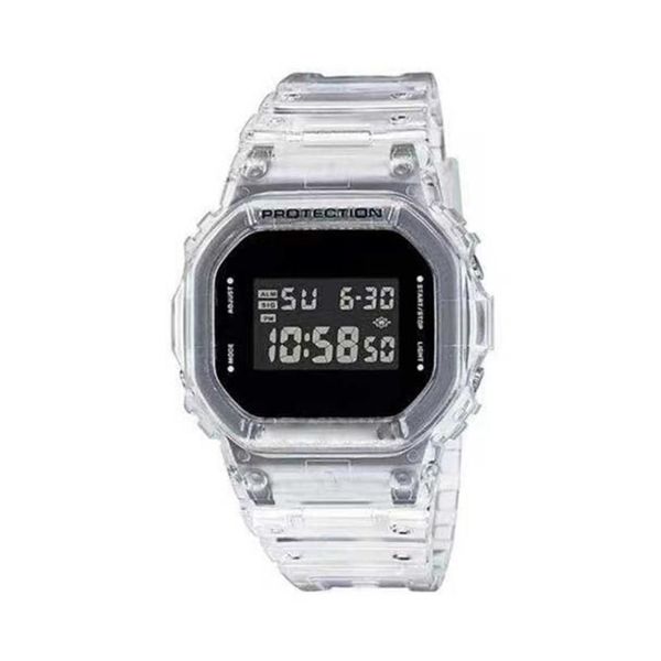 Orologi da polso G-5600 di alta qualità cinturino trasparente orologio maschile LED elettronico digitale ghiaccio con ora mondiale piccolo orologio quadrato274u
