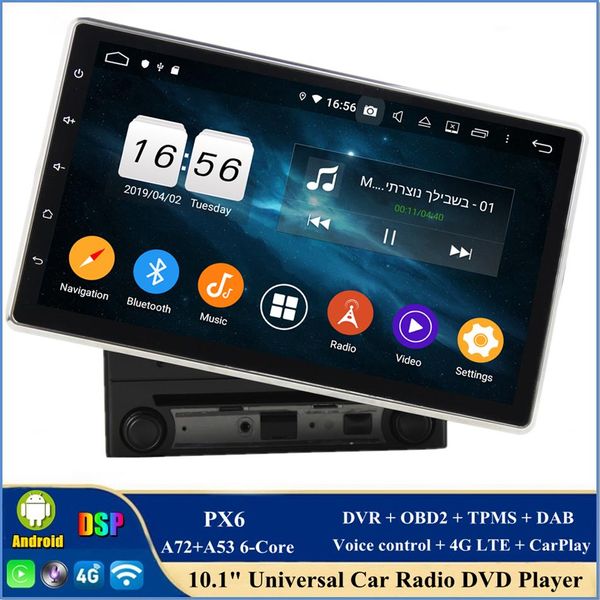 DSP 2 DIN Android 12 Carro universal dvd Playe 10 1 Rádio estéreo Vídeo Multimídia Navegação GPS Bluetooth 5.0 WIFI CarPlay 271l