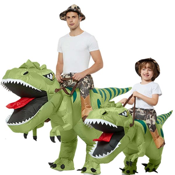 Trajes de mascote animal dos desenhos animados equitação t-rex iatable traje berçário crianças dinossauro role play jogo adulto crianças perseguindo jogo presente de aniversário