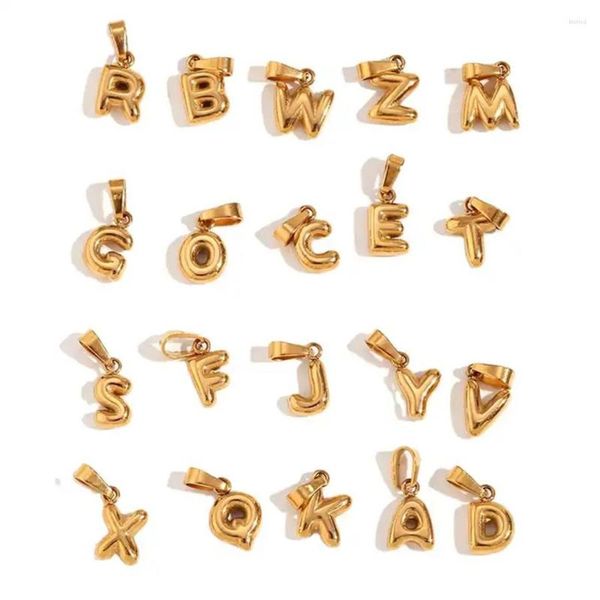 Ожерелья с подвесками A-Z, английские буквы, водонепроницаемые, с PVD-покрытием, позолоченные, пузырь из нержавеющей стали, 26, инициалы