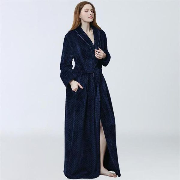 Mulheres sleepwear macio roupão de lã outono inverno grosso flanela senhoras vestido de manga longa quimono terry robes para 208r