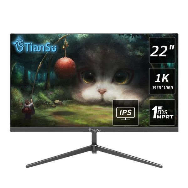 TIANSU Monitor da 22 pollici 1K 1080P 75Hz IPS 16:9 Schermo da ufficio Computer da gioco Display completo VGA 1920 1080 Monitor