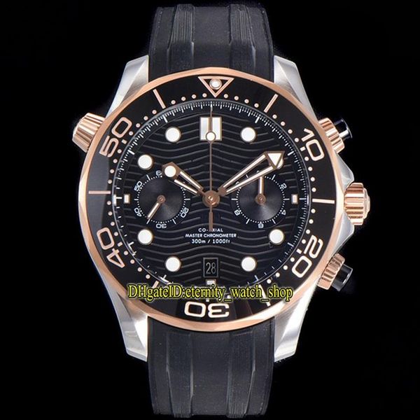 Eternidade Cronômetro Relógios OMF Mais Recente 9900 Cronógrafo Automático Mostrador Preto Moldura Cerâmica 44MM Mens Watch Diver 300M 210 22 44 51 325q