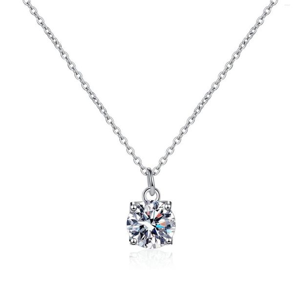 Catene AZ875-X Lefei Tendenza moda Lusso classico Moissanite Diamanti incastonati 1 ct Collana semplice Donna Argento 925 Pendenti per feste Regalo di gioielli