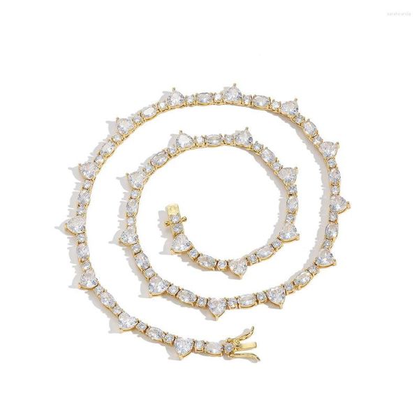 Цепочки EYIKA, роскошные круглые, овальные в форме сердца, цепочка с звеньями CZ, ожерелье, позолоченная латунь, циркон, теннисное колье для мужчин и женщин, ювелирные изделия в стиле хип-хоп