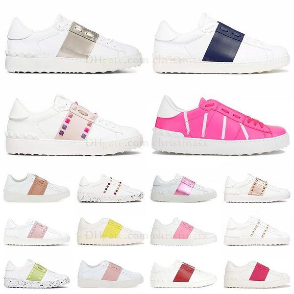 Designer-Rosa-Freizeitschuh, Segeltuchschuhe, Schwarz, Weiß, Blau, Silber, Nieten, Italien, Damen-Low-Top-Loafer, Patchwork, klassische offene Valentinstags-Turnschuhe, Herren-Damen-Turnschuhe