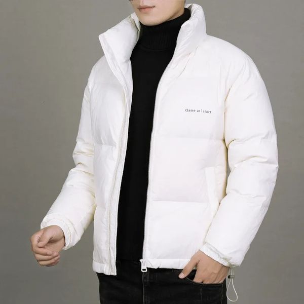 Masculino para baixo parkas outono inverno novo gola luz jaqueta coreano moda oversize quente grosso casaco branco laranja verde preto 231005