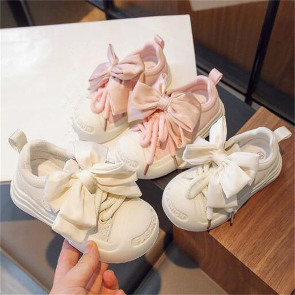 Autumn New Style Kids Athletic Shoe Cute Bow Girl Baby Sneakers Outdoor Children Sports Shoes White Skateboarding Shoes