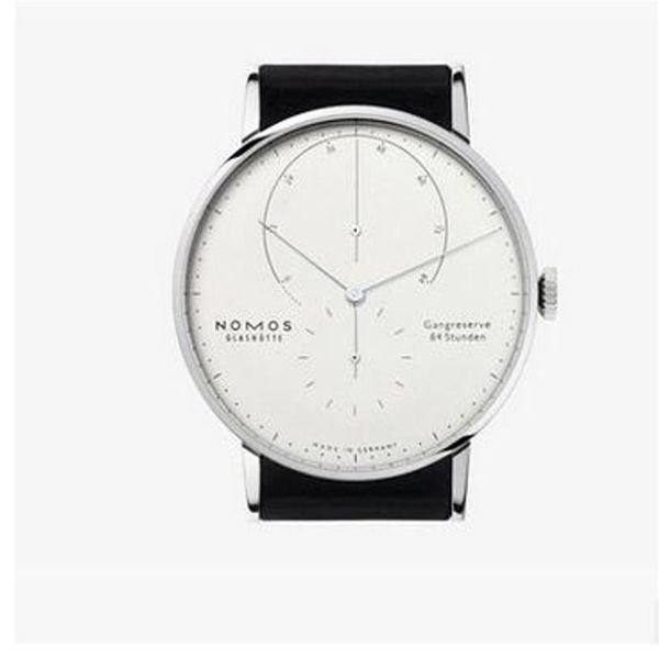 nomos New model Brand glashutte Gangreserve 84 stunden automatic wristwatch men's fashion watch white dial black leather top 2950