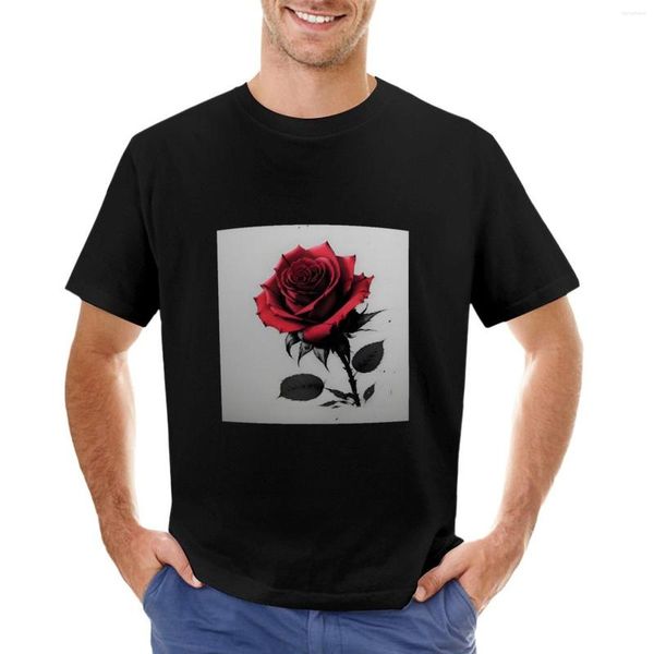 Polo da uomo T-shirt con rosa rossa T-shirt divertente Abiti estetici ad asciugatura rapida Camicie oversize da uomo