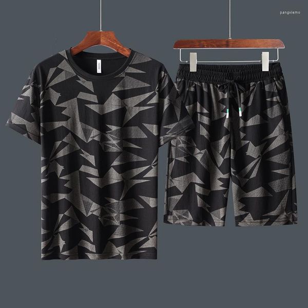 Fatos de treino masculino verão terno moda camuflagem esportiva manga curta camiseta shorts esportivos roupas casuais jogging calças conjuntos M-6XL