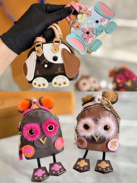 Luxusmarke Frauen Key Brieftaschen Designer Hund Elefant Shell Coin Geldbörsen Keychain niedliche Owl Mini Rucksack Damen Zipper Kartentaschen Clutch Bag Totes Anhänger Zauber