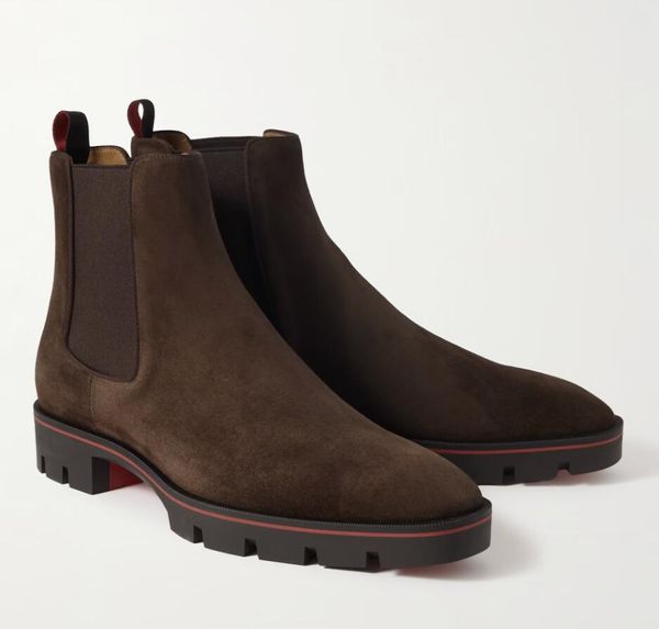 Luxusschuhe Herren-Stiefelette, Freizeitschuhe, Motorrad-/Lokomotivstiefel/Wanderstiefel, Alpinoso-Schuhe aus Kalbsleder, Wildleder, Gummi-Plateausohle, Slip-On-Oxfords für Herren