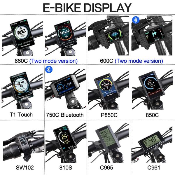 Desviadores de bicicleta E Bike Display 860C P850C 850C DPC18 C965 Indicador de toque para Bafang Mid Hub Drive Motor Kits de conversão de bicicleta elétrica 231005