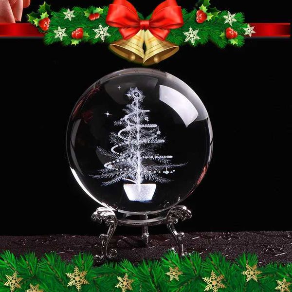 Suprimentos de brinquedos de Natal Bola de cristal de 80 mm para 3D gravado a laser em miniatura Árvore de Natal Globo de vidro Esfera de artesanato de cristal Decoração de Natal Ornamento de presente YQ231006